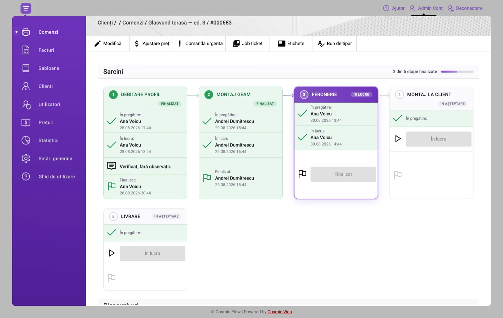 Production stages configured for windows and doors